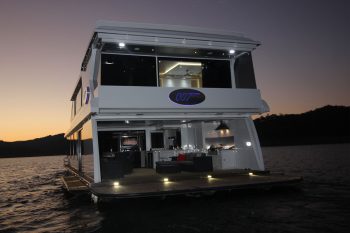 The Houseboat Factory 007 Entertainment Area – Rear View at night (1)